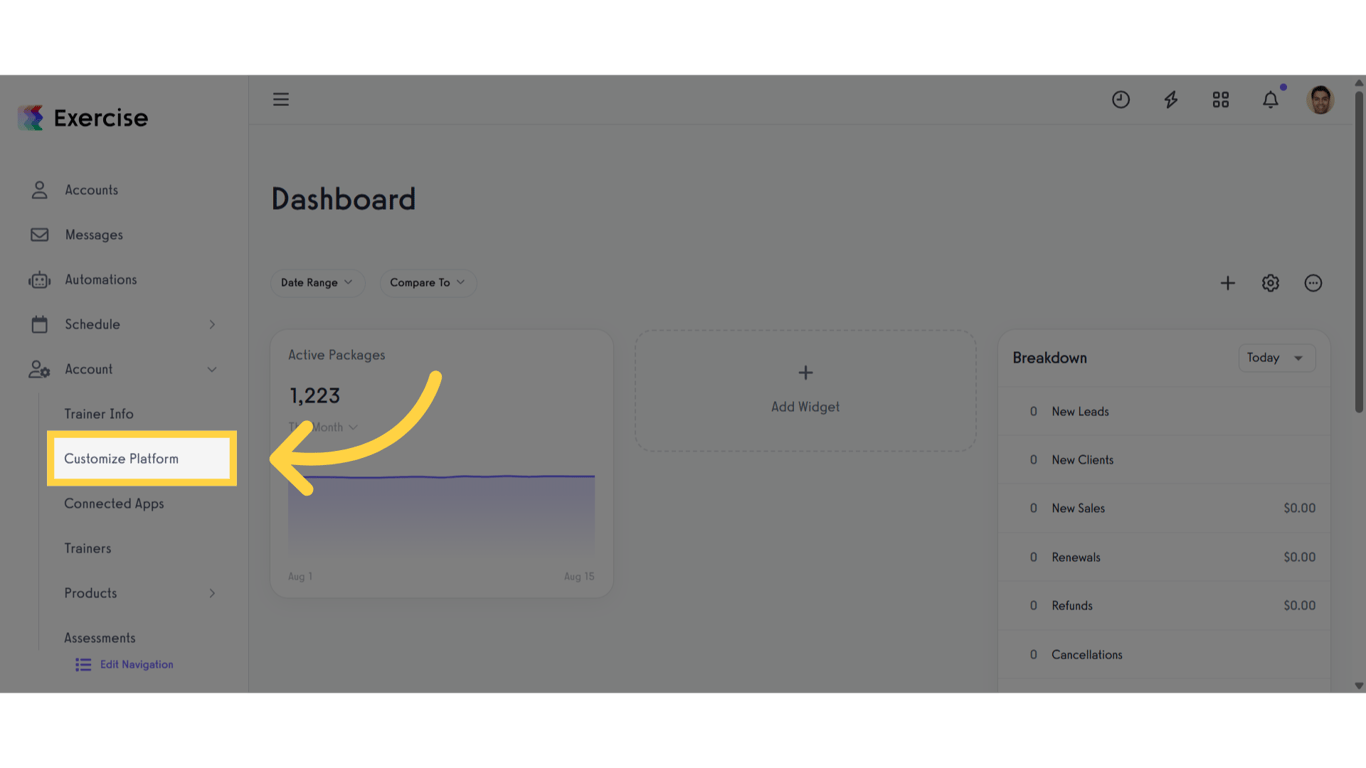 Click 'Customize Platform'