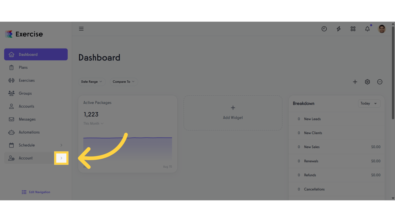 Click the arrow menu