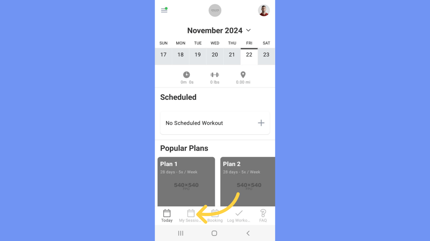 Select 'My Sessions' from your app dashboard.