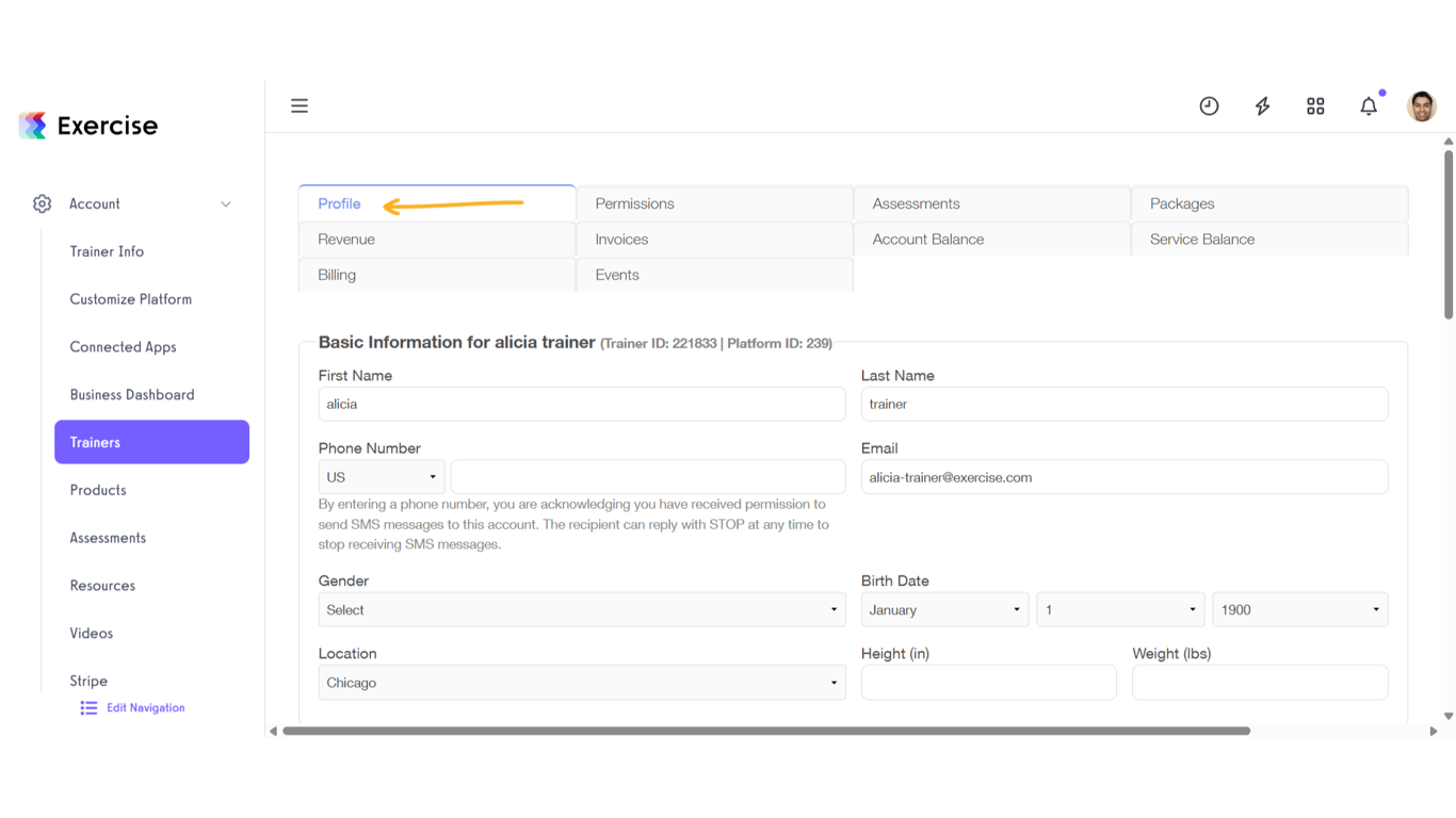Scroll down to 'Account Information' Section