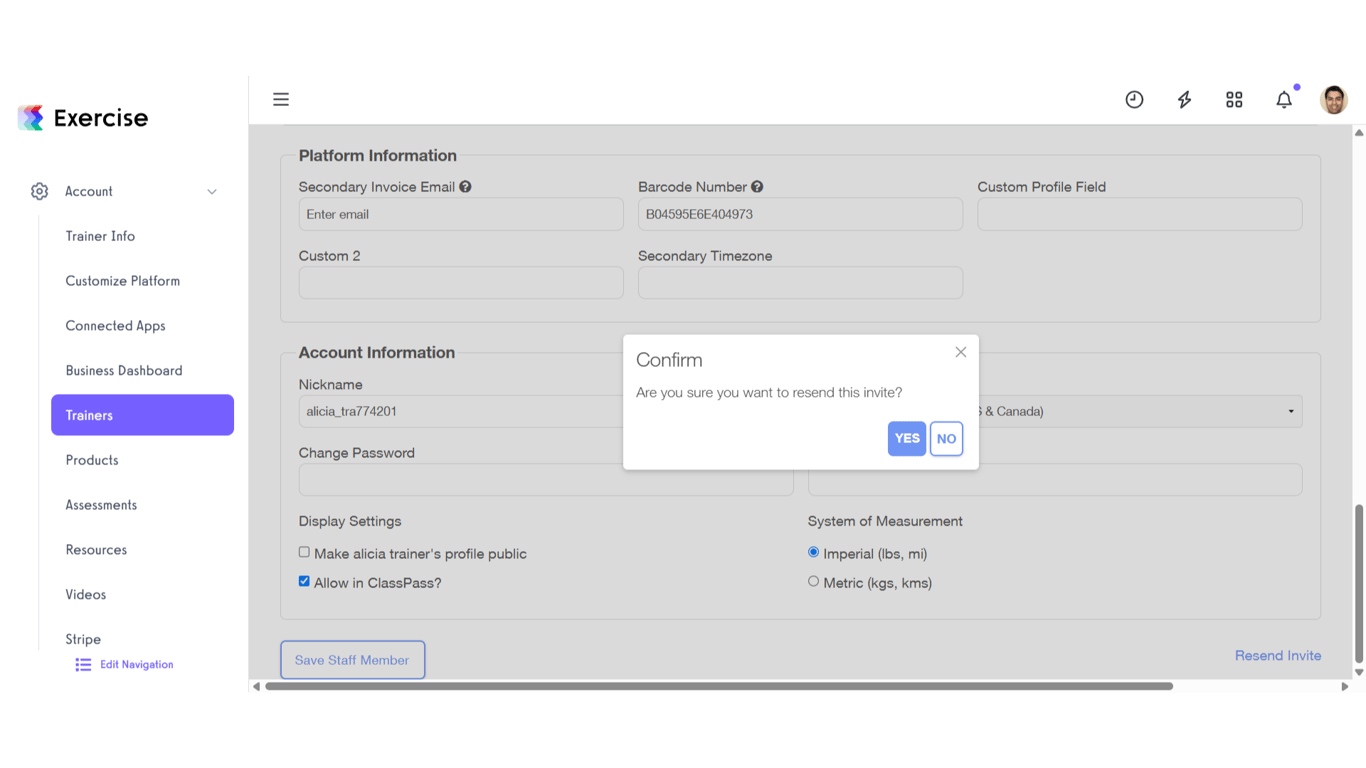 View 'Profile - DEMO Fitness'