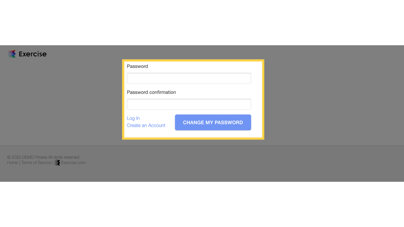 Set up your new password.