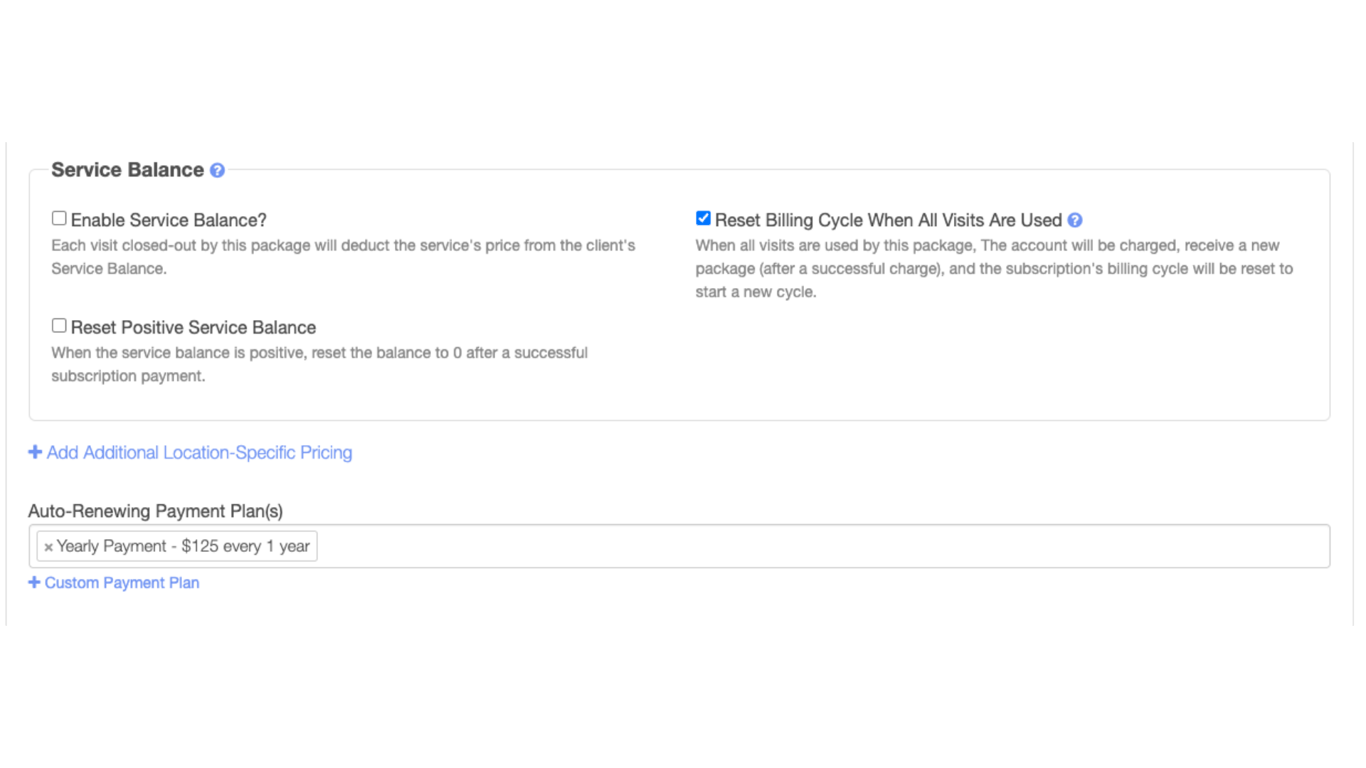Subscription payment plans.