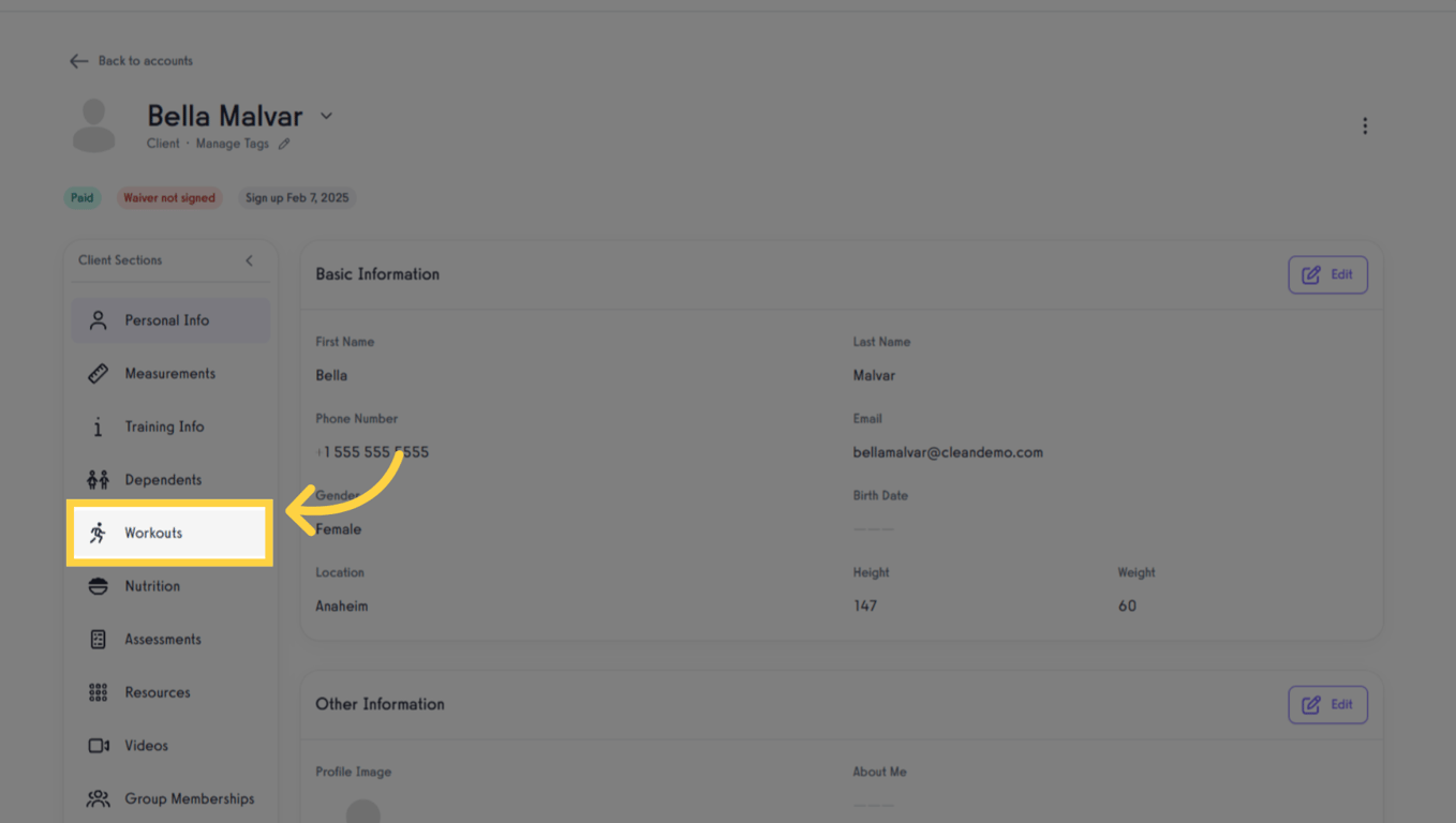 Click Workouts.