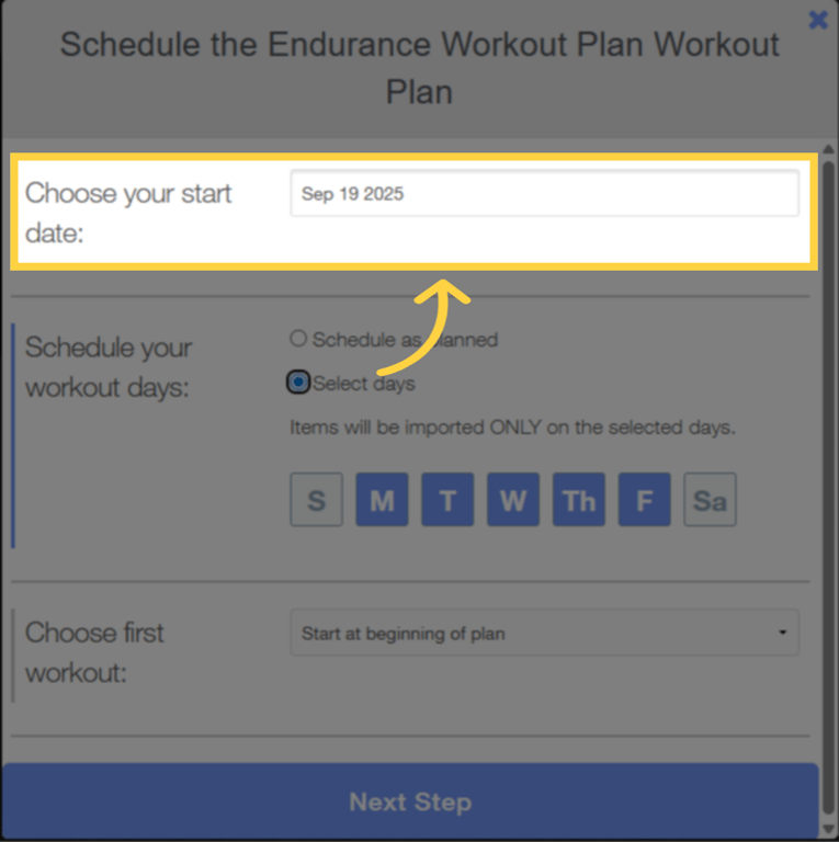 Choose the start date.