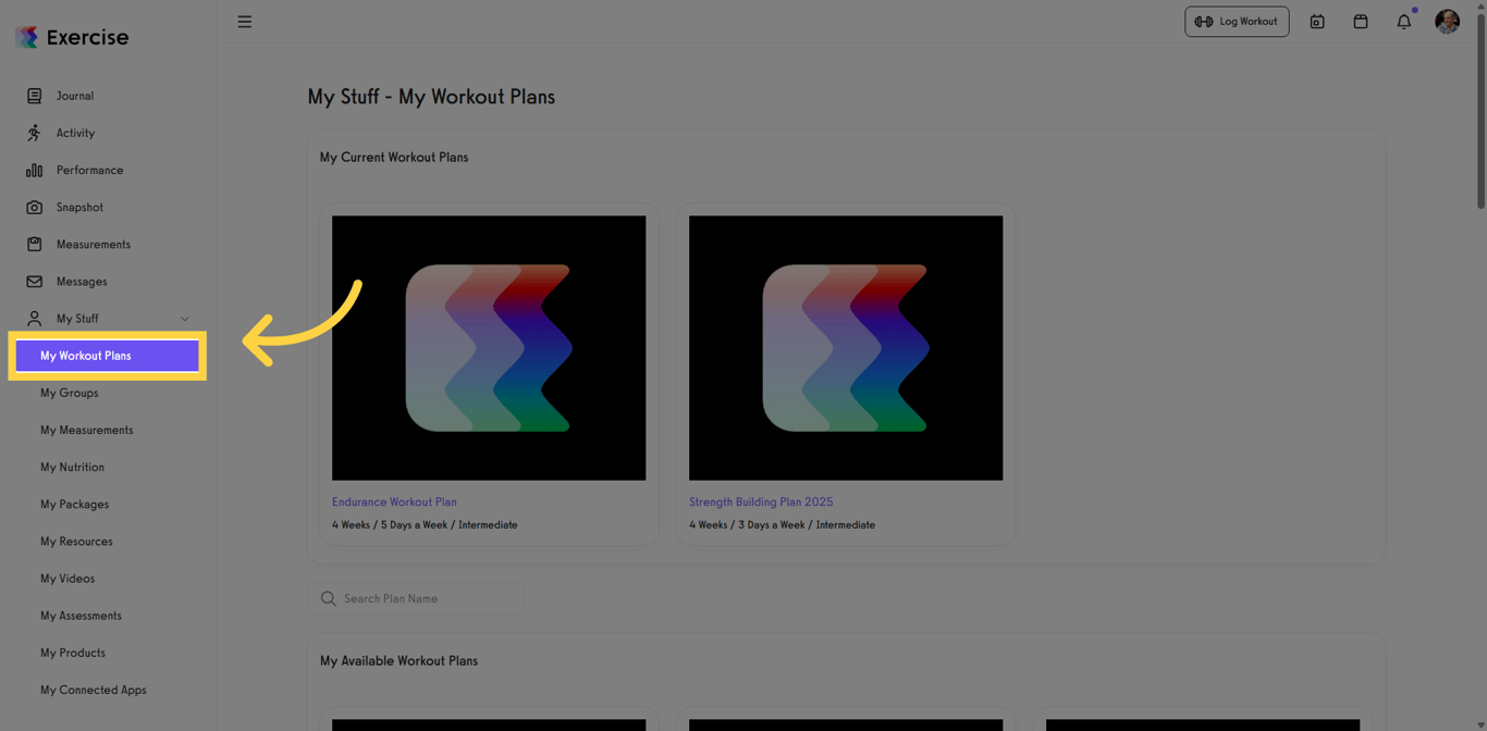 Access Workout Plans