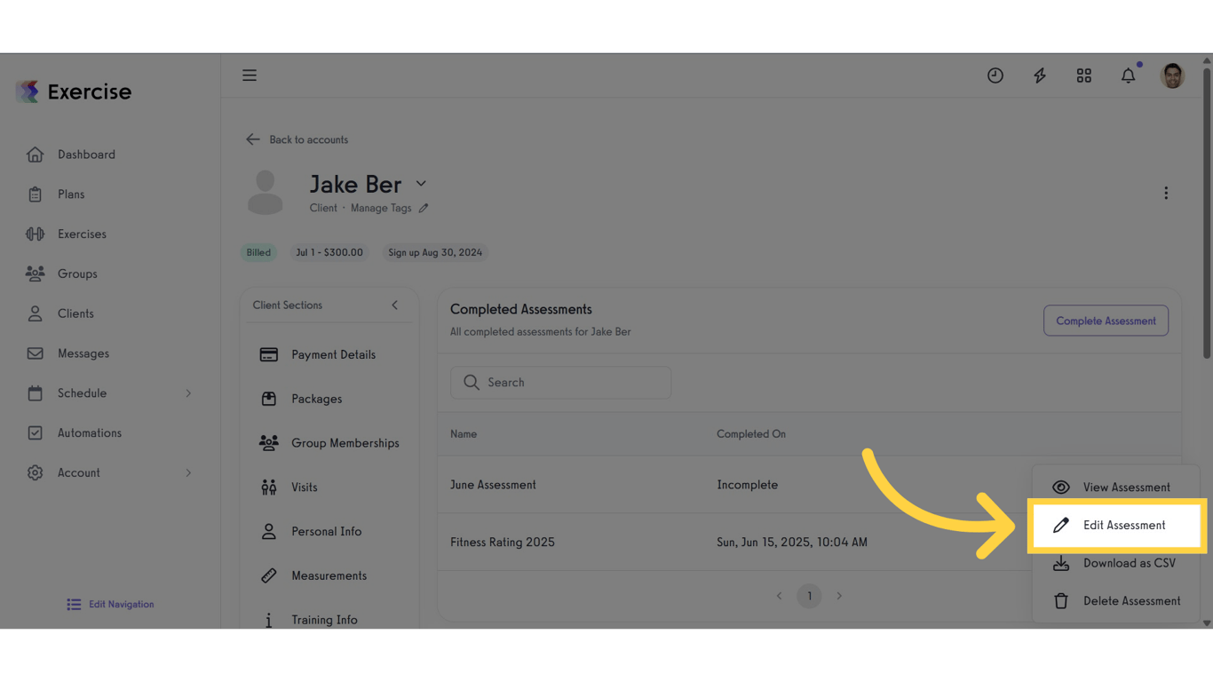 Click 'Edit Assessment.'