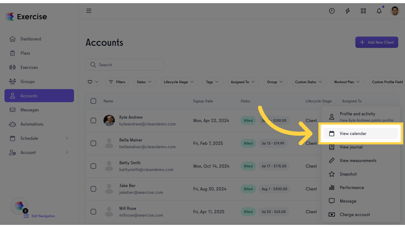 Click 'View calendar'