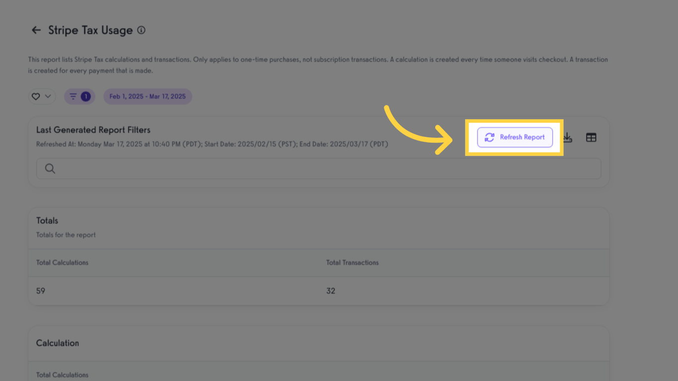 Click 'Refresh Report'