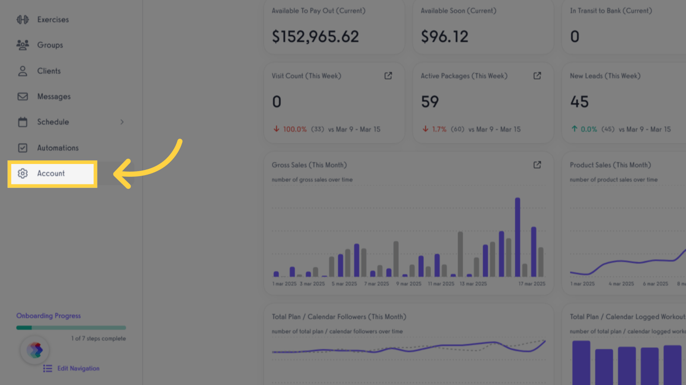 Click to expand the Account menu.