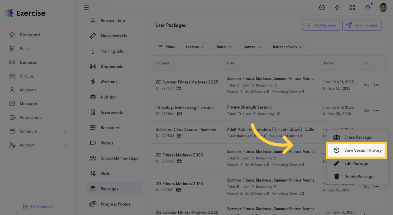 Click 'View Version History'