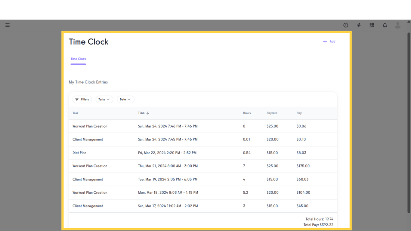 View “My Time Clock Entries”