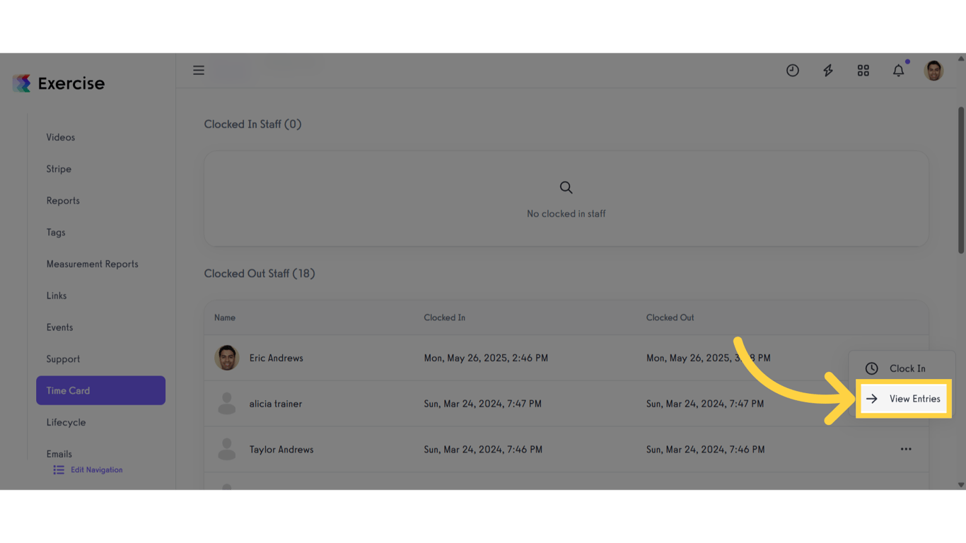 Click 'View Entries'