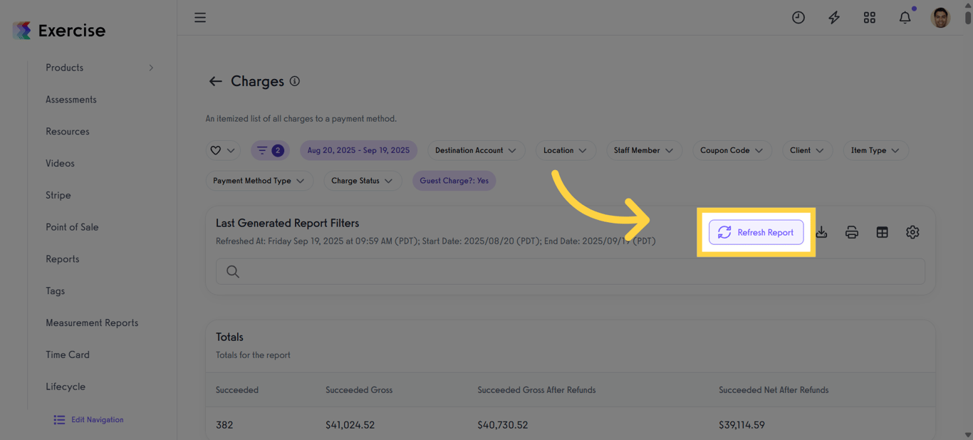 Click 'Refresh Report'