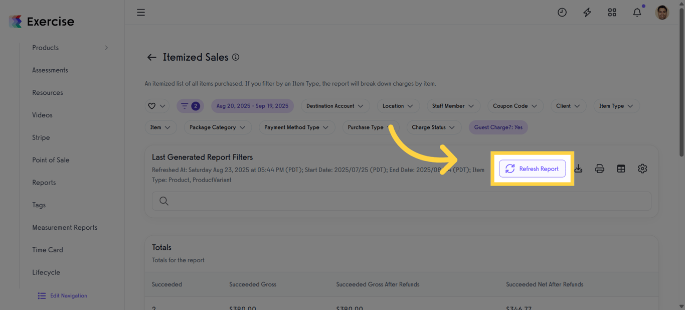 Click 'Refresh Report'