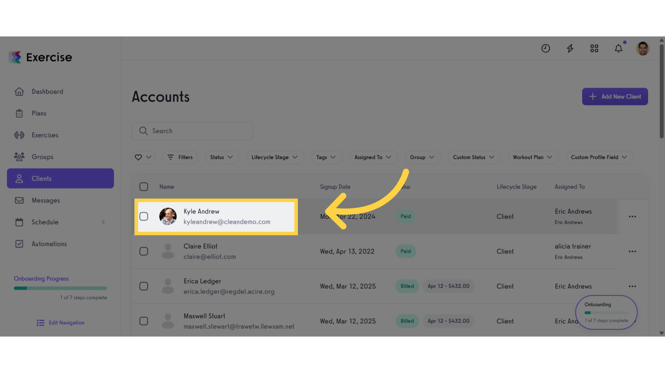 Click 'Kyle Andrew'.