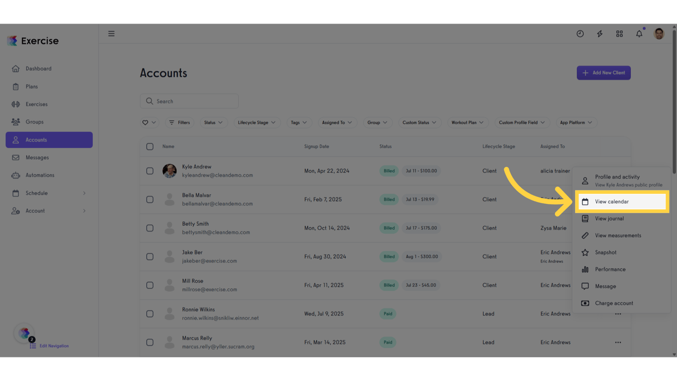Click 'View calendar'