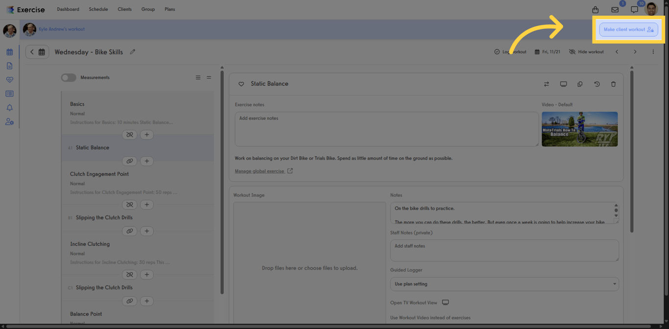 Convert to Client Workout
