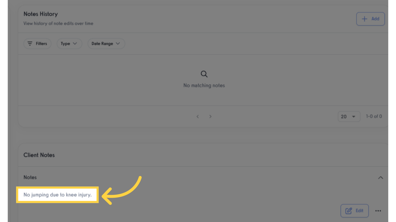 View the updated Client Notes.