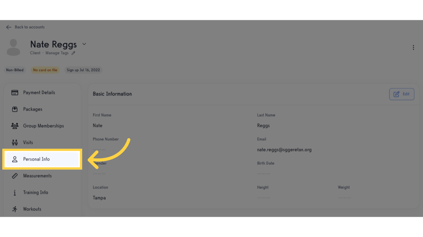 Click 'Personal Info'.