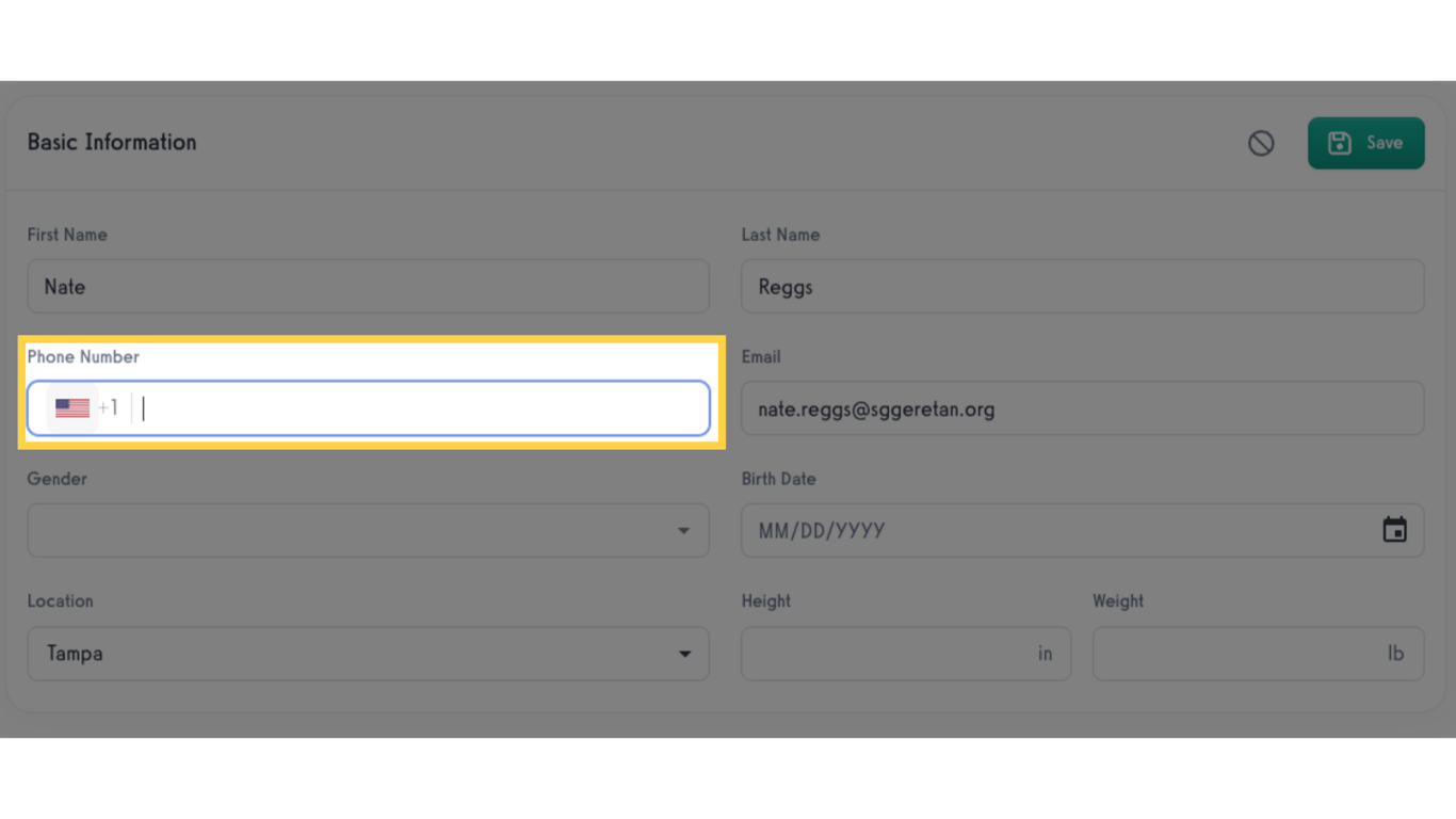 Add / update phone number.