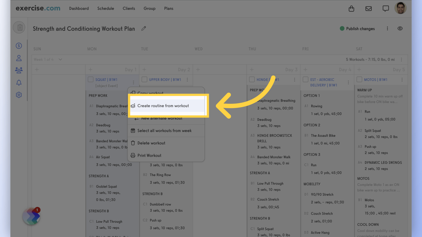 Create Routine from Workout