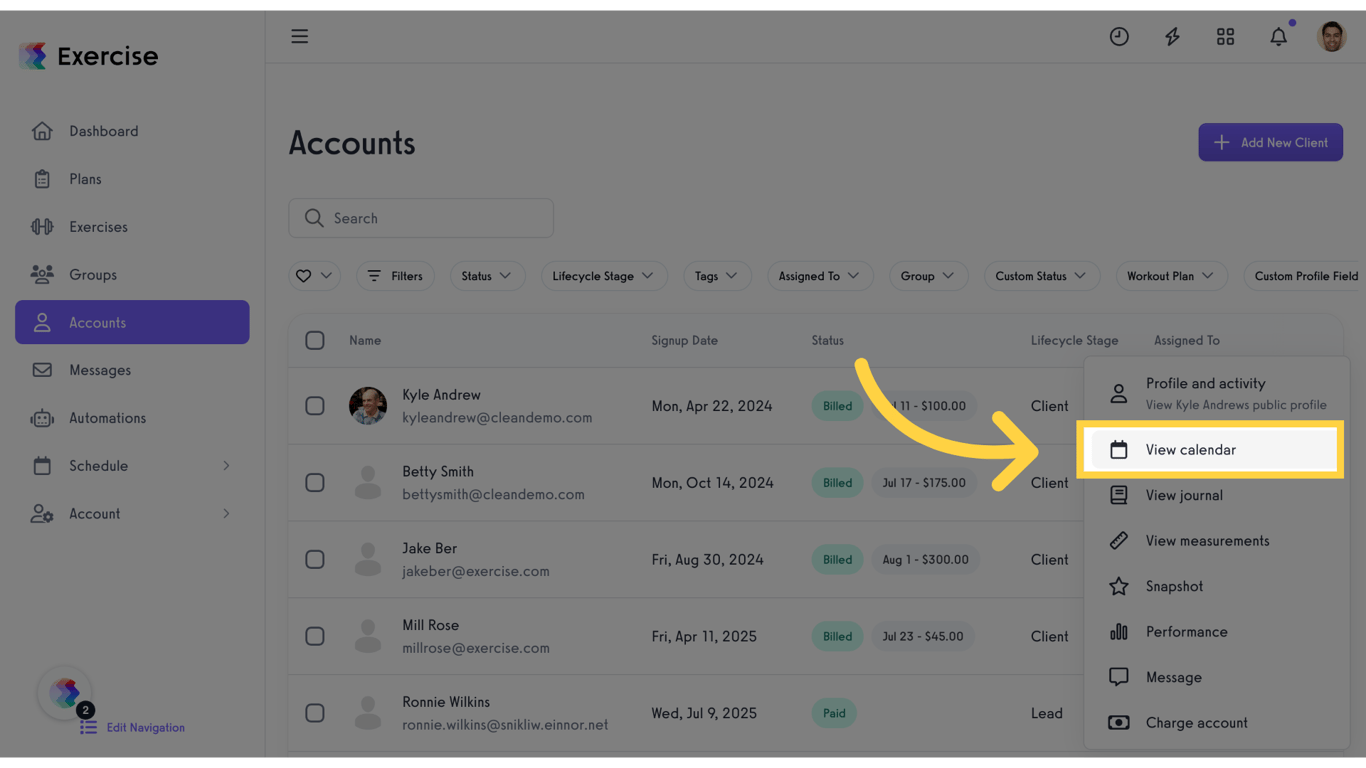 Click 'View calendar'