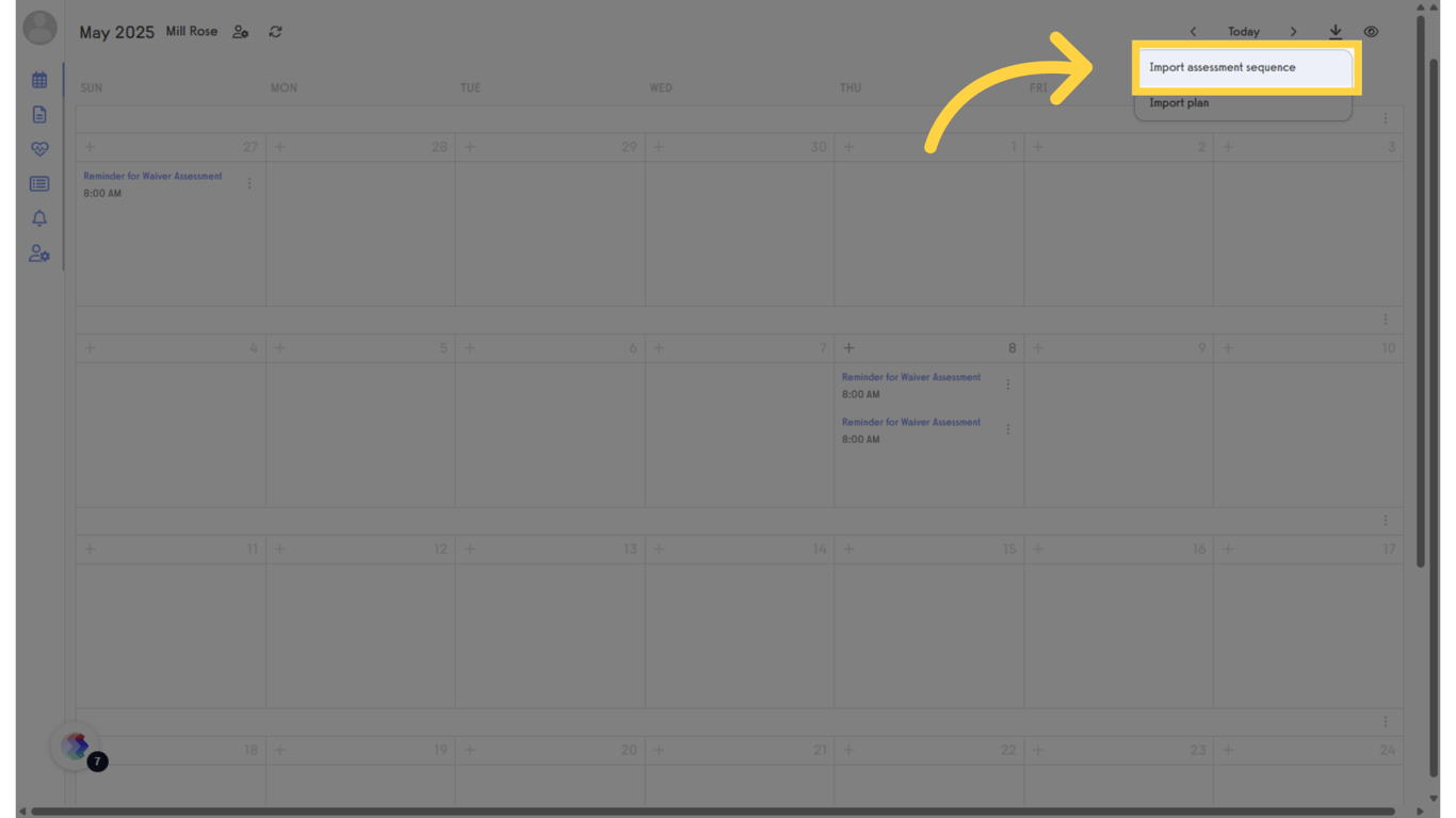 Click 'Import assessment sequence.'