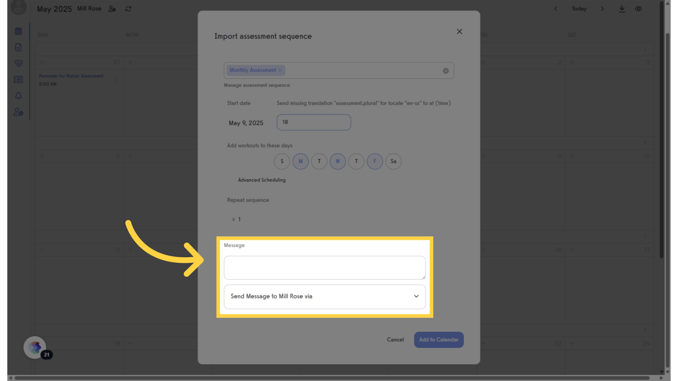 Input 'Message' and click 'Send Message to Client via...'
