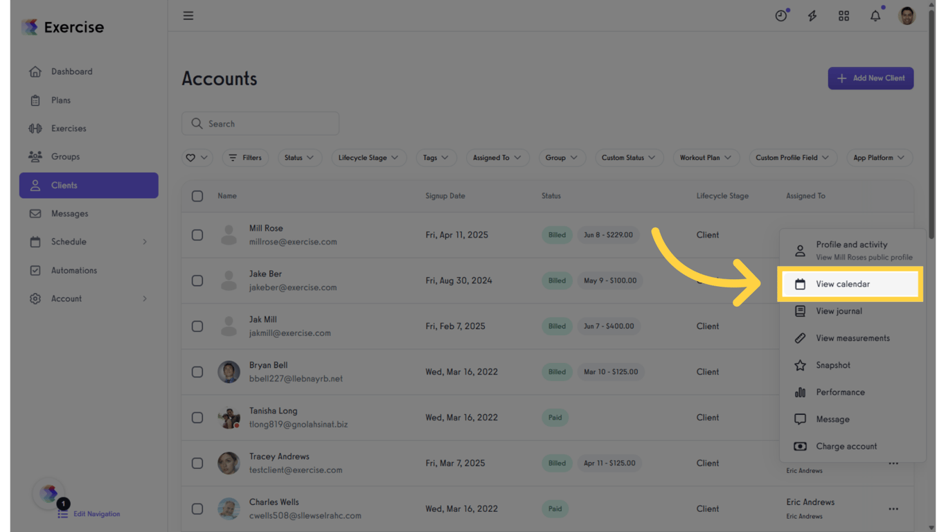 Click 'View calendar.'