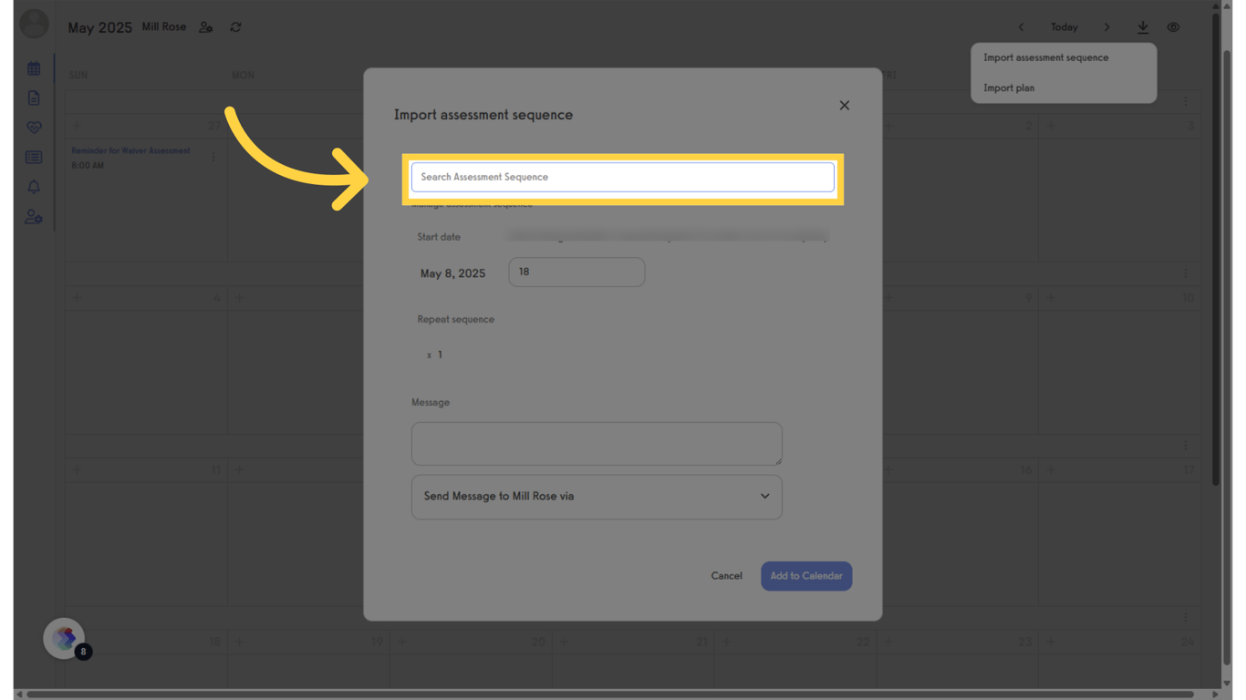 Click 'Search Assessment Sequence.'