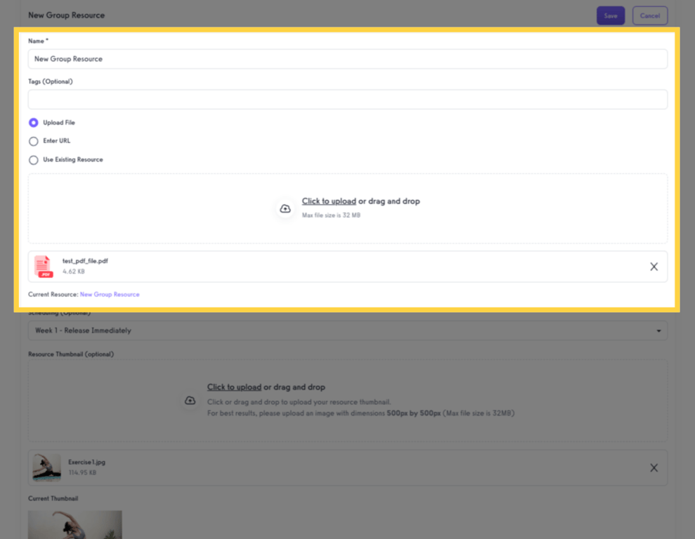 Add Resource Name and File