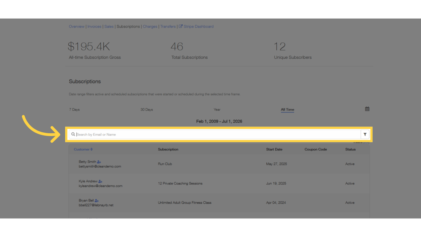 Enter the purchaser's email then search.