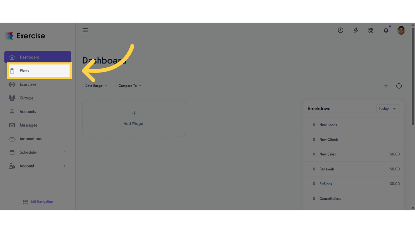 Click 'Plans'