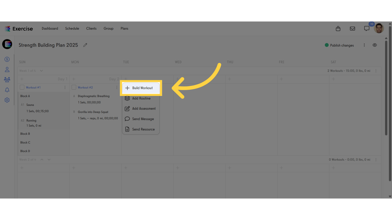 Click 'Build Workout'