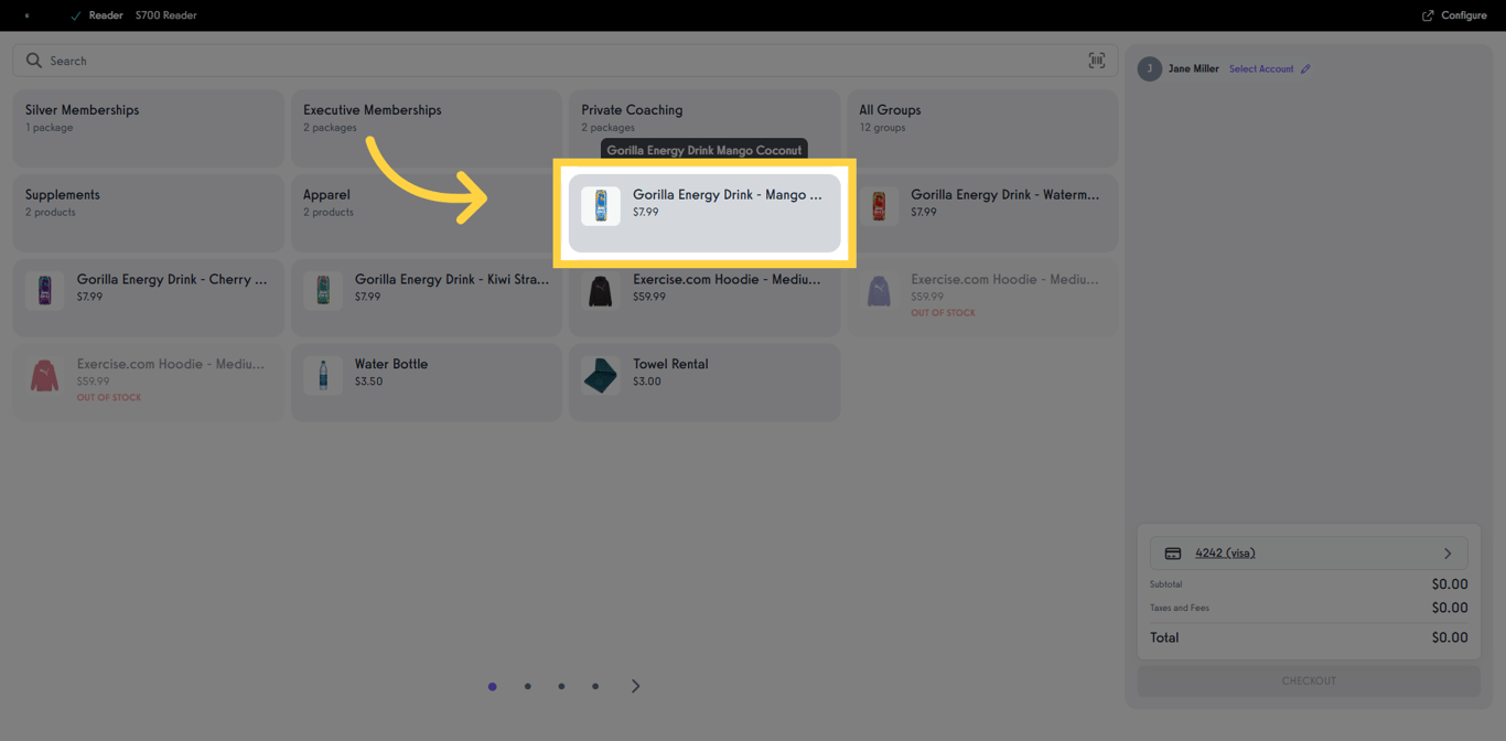 Select a product to add it to the cart.