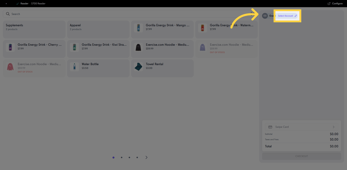 Click Select Account to choose the client for this transaction.