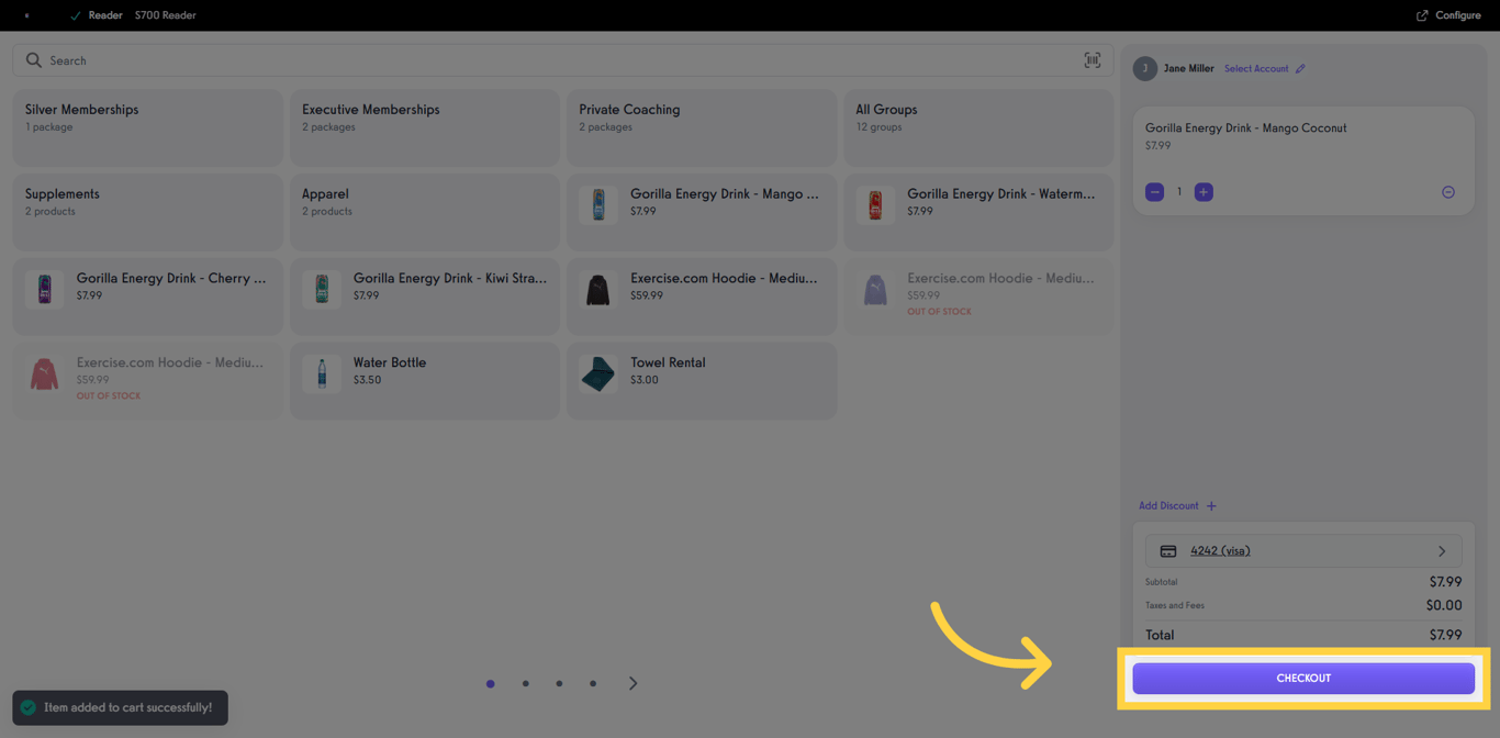 Click Checkout to begin payment.