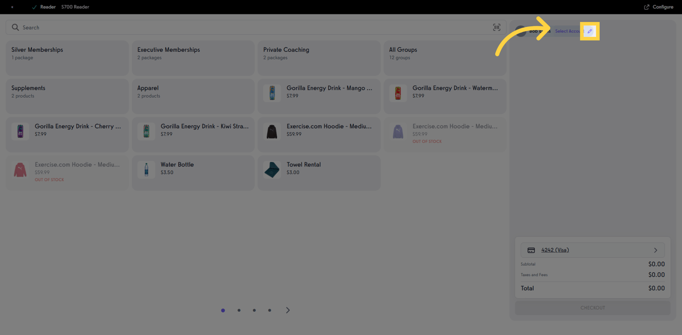 Use the change icon to switch clients.