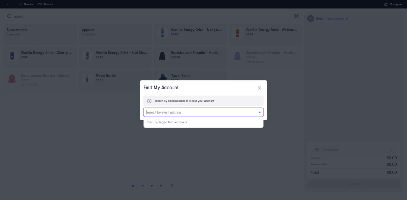 Enter the client's name to search for their account.