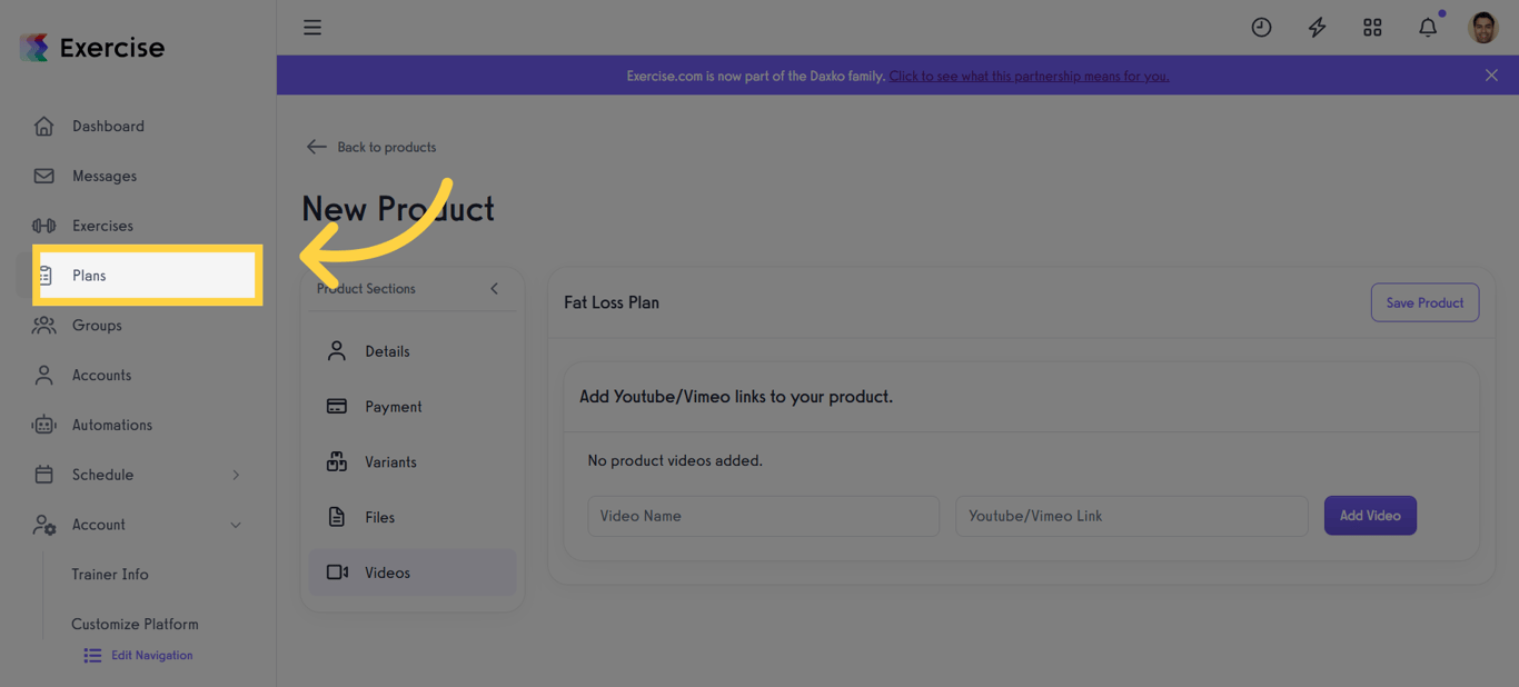 Navigate to the Plans Section