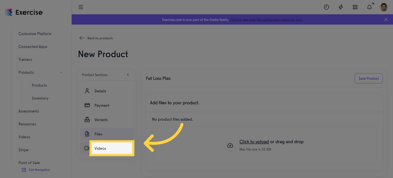 Open the Product Videos Tab