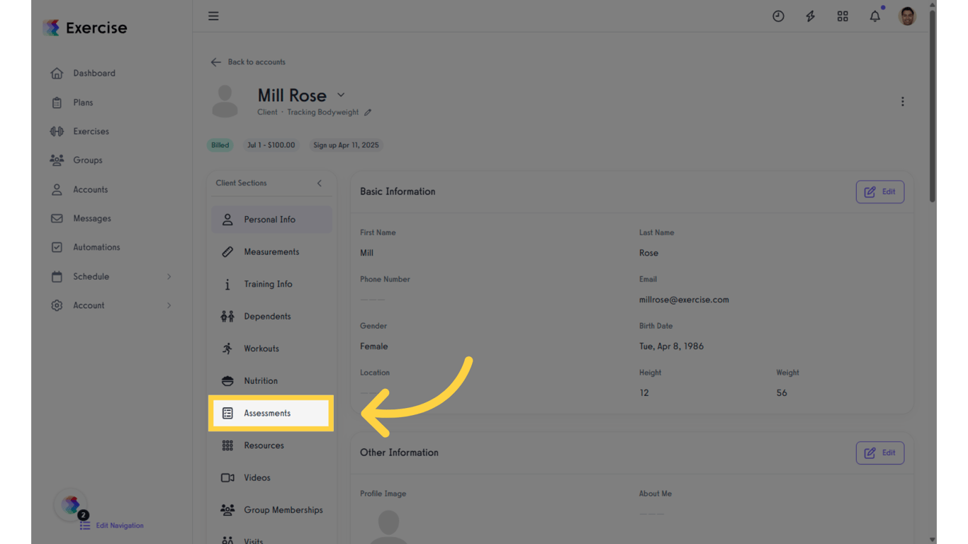 Click 'Assessments.'