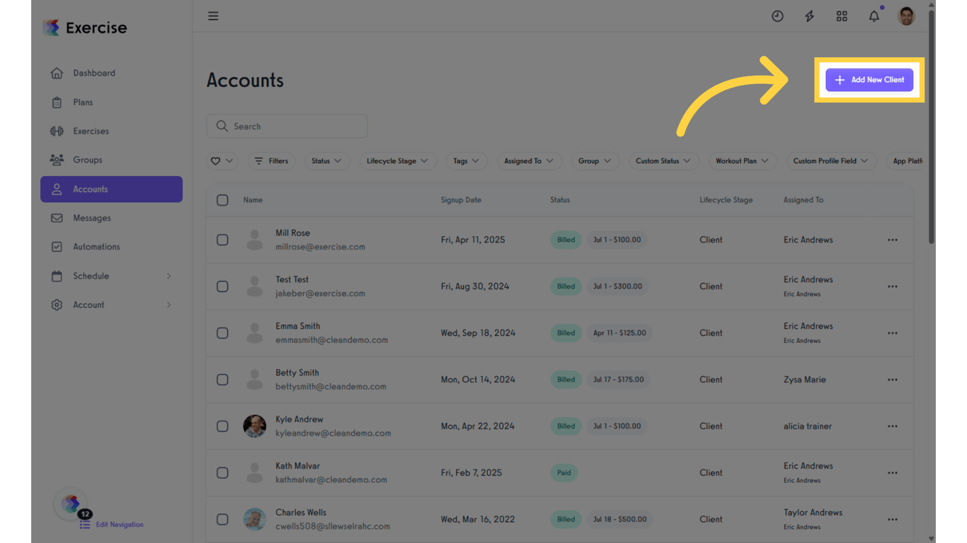 Click 'Add New Client'