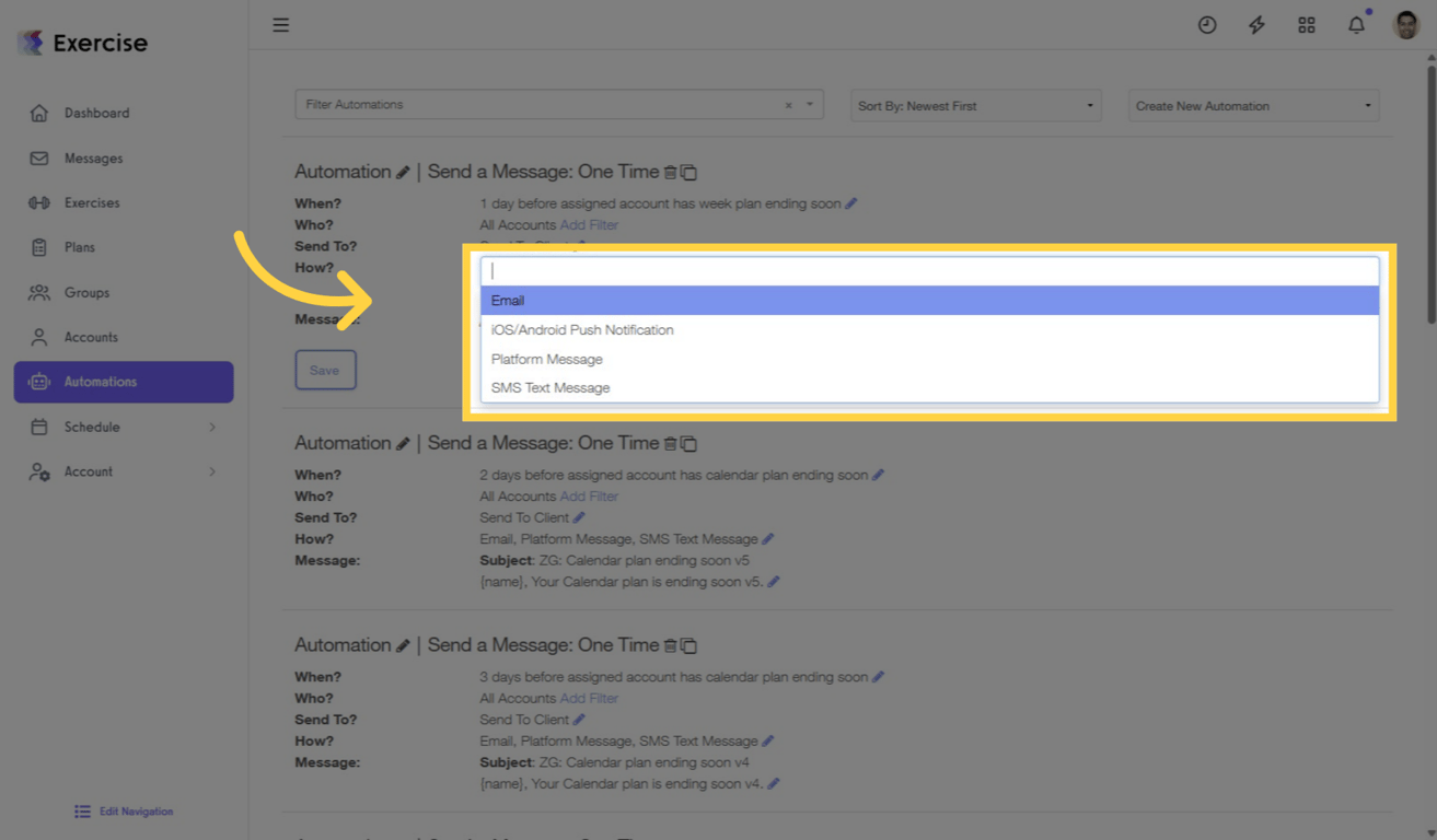 Select Notification Type