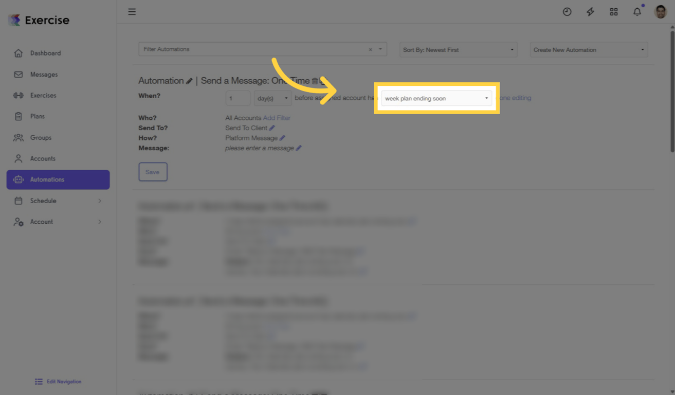 Select the Action Trigger