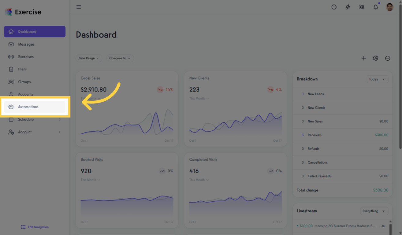 Navigate to the Automations Tab