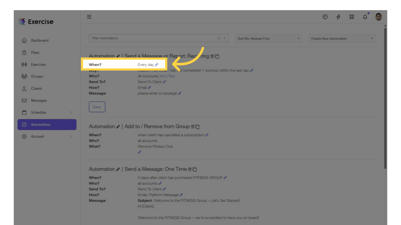 Click on the edit icons to customize the settings.