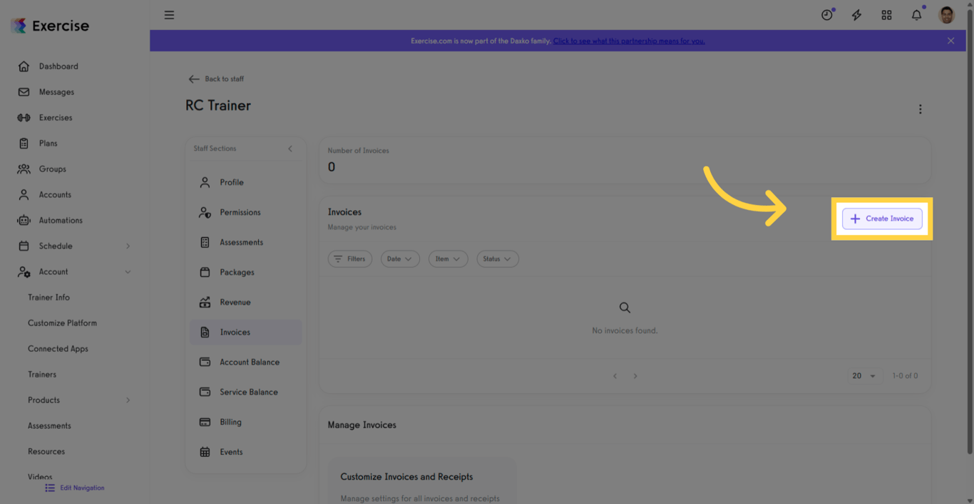 Initiate Invoice Creation