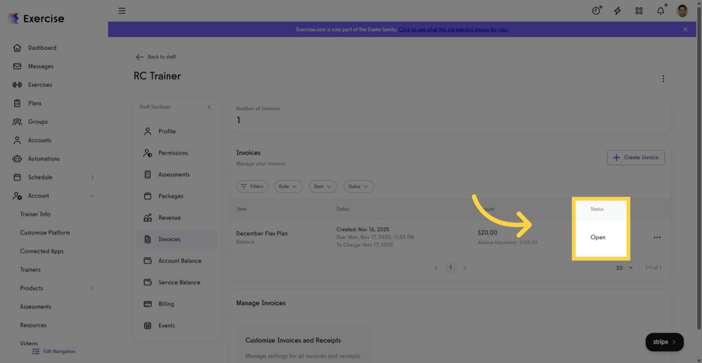 Invoice Status and Fees